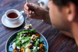 a recovering addict chooses a healthy balanced nutritional meal